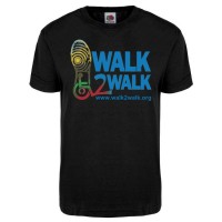 Black tshirt with multicolor walk2walk logo