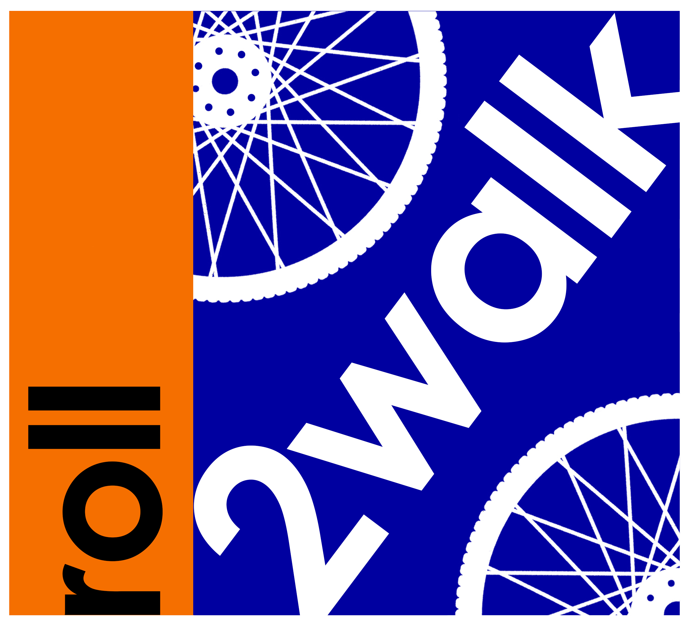 Front left chest Square Orange and Blue Roll2Walk logo
